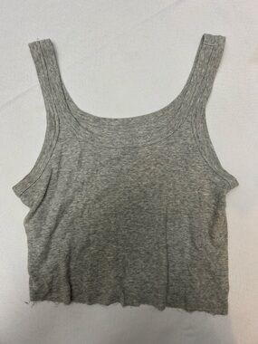 Heather Gray Ribbed Cropped Tank Top size S